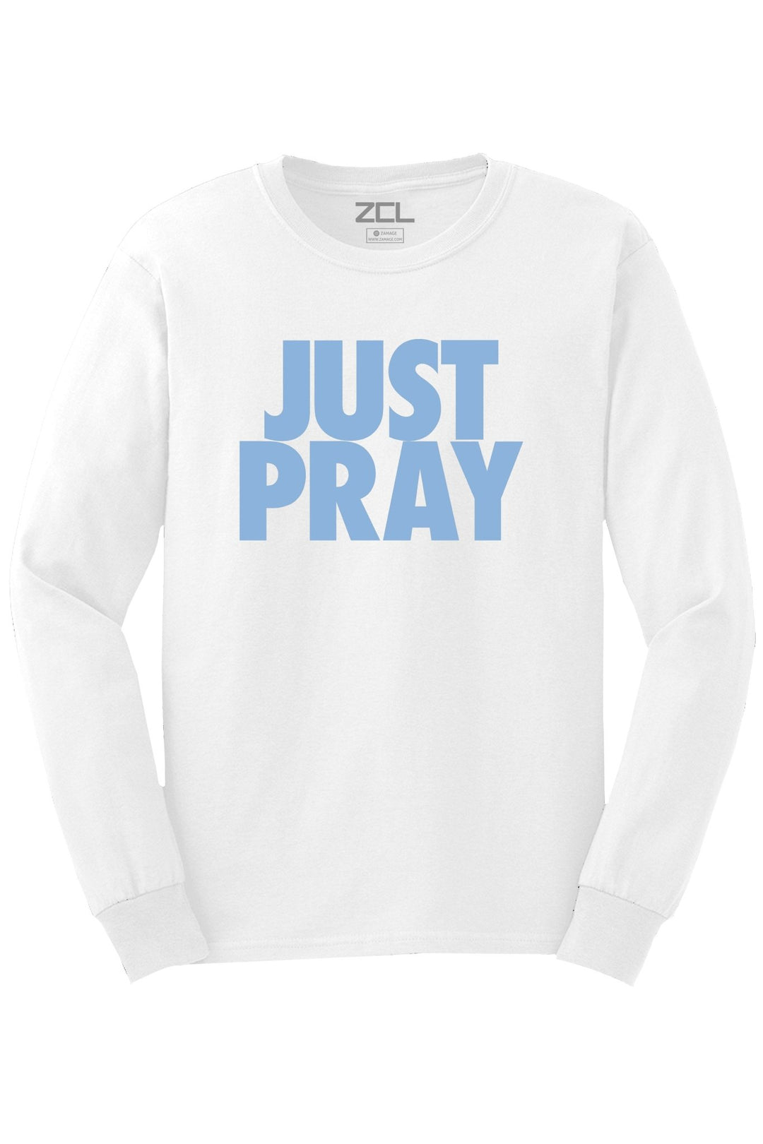 Just Pray Long Sleeve Tee (Powder Blue Logo) - Zamage