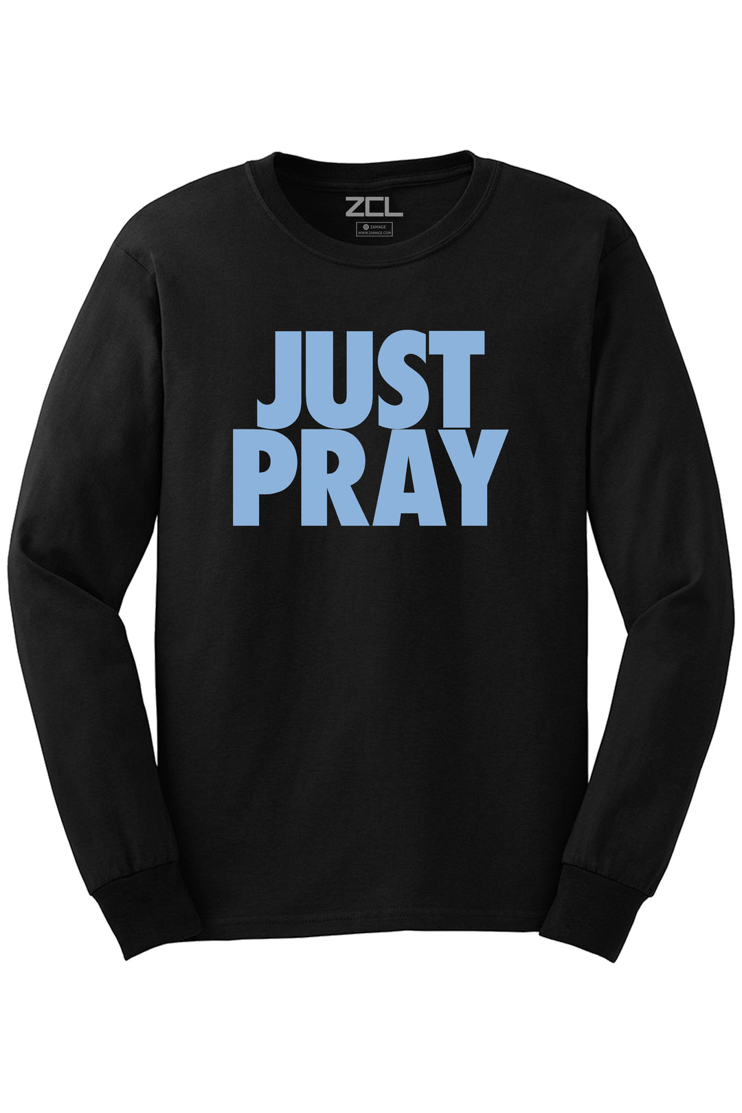 Just Pray Long Sleeve Tee (Powder Blue Logo) - Zamage