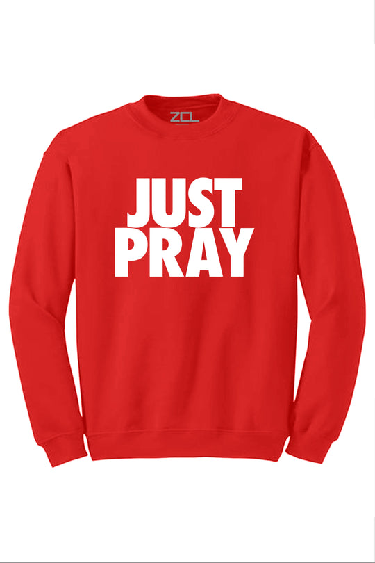 Just Pray Crewneck Sweatshirt (White Logo) - Zamage