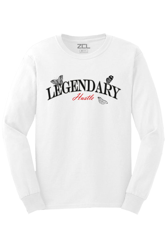 Legendary Hustle Long Sleeve Tee (Playoffs - Particle Grey Logo) - Zamage