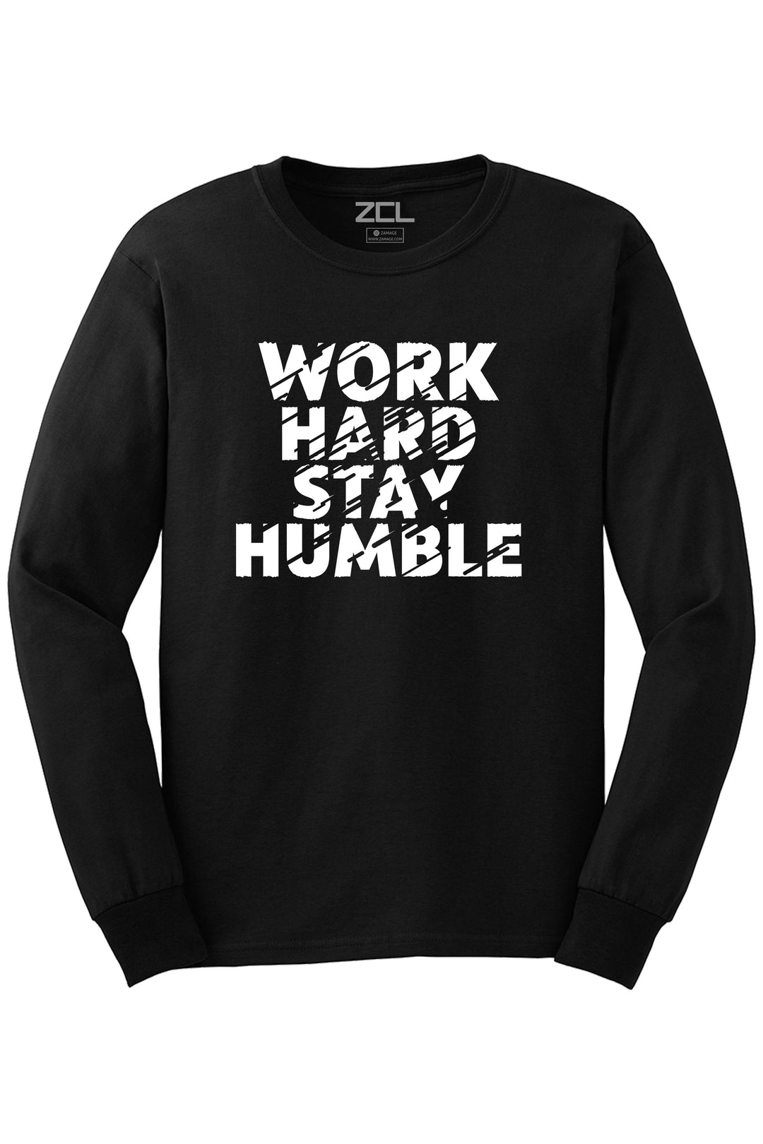 Work Hard Stay Humble Long Sleeve Tee (White Logo) - Zamage