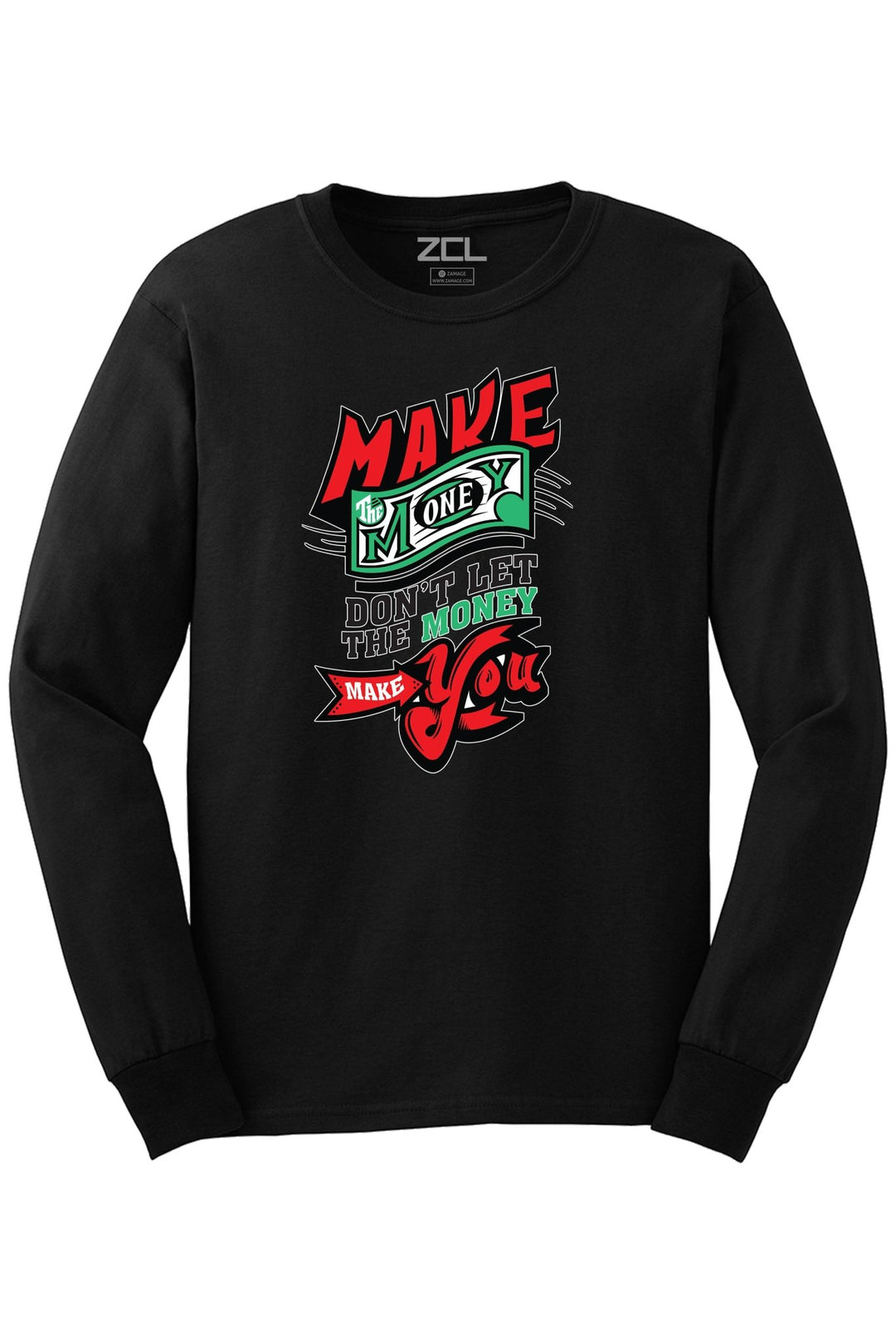 Make Money Long Sleeve Tee (Multi Color Logo) - Zamage