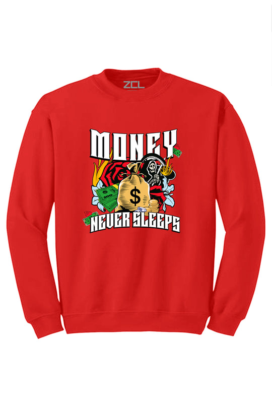 Money Never Sleeps Crewneck Sweatshirt (Multi Color Logo) - Zamage