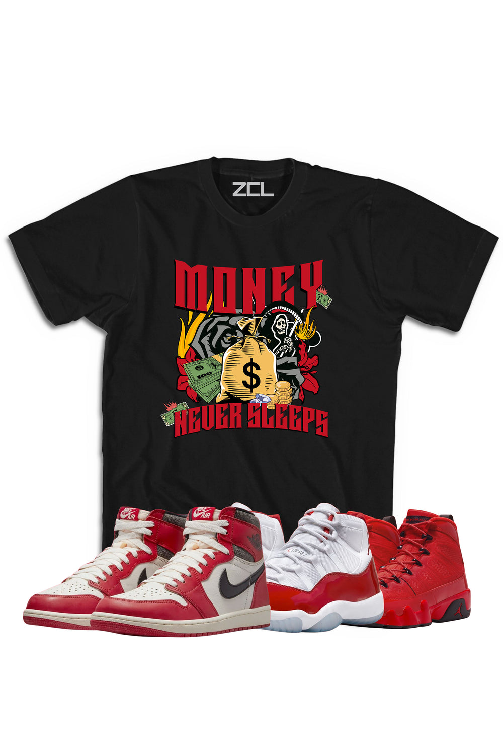 Air Jordan "Money Never Sleeps" Tee Lost & Found - Cherry Red - Zamage