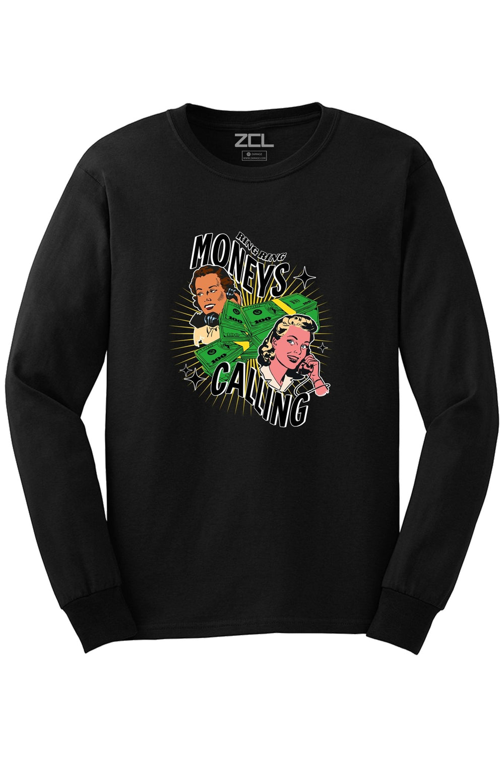 Moneys Calling Long Sleeve Tee (Multi Color Logo) - Zamage