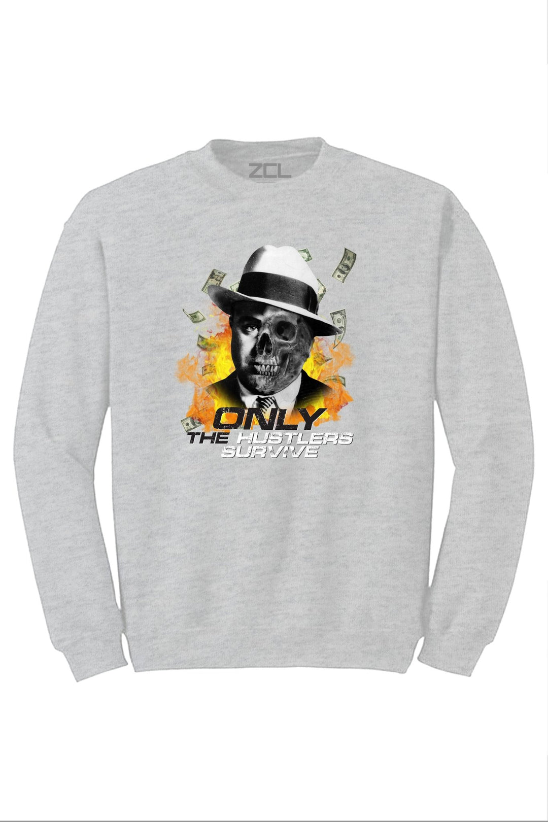 Only The Hustlers Survive Crewneck Sweatshirt (Multi Color Logo) - Zamage