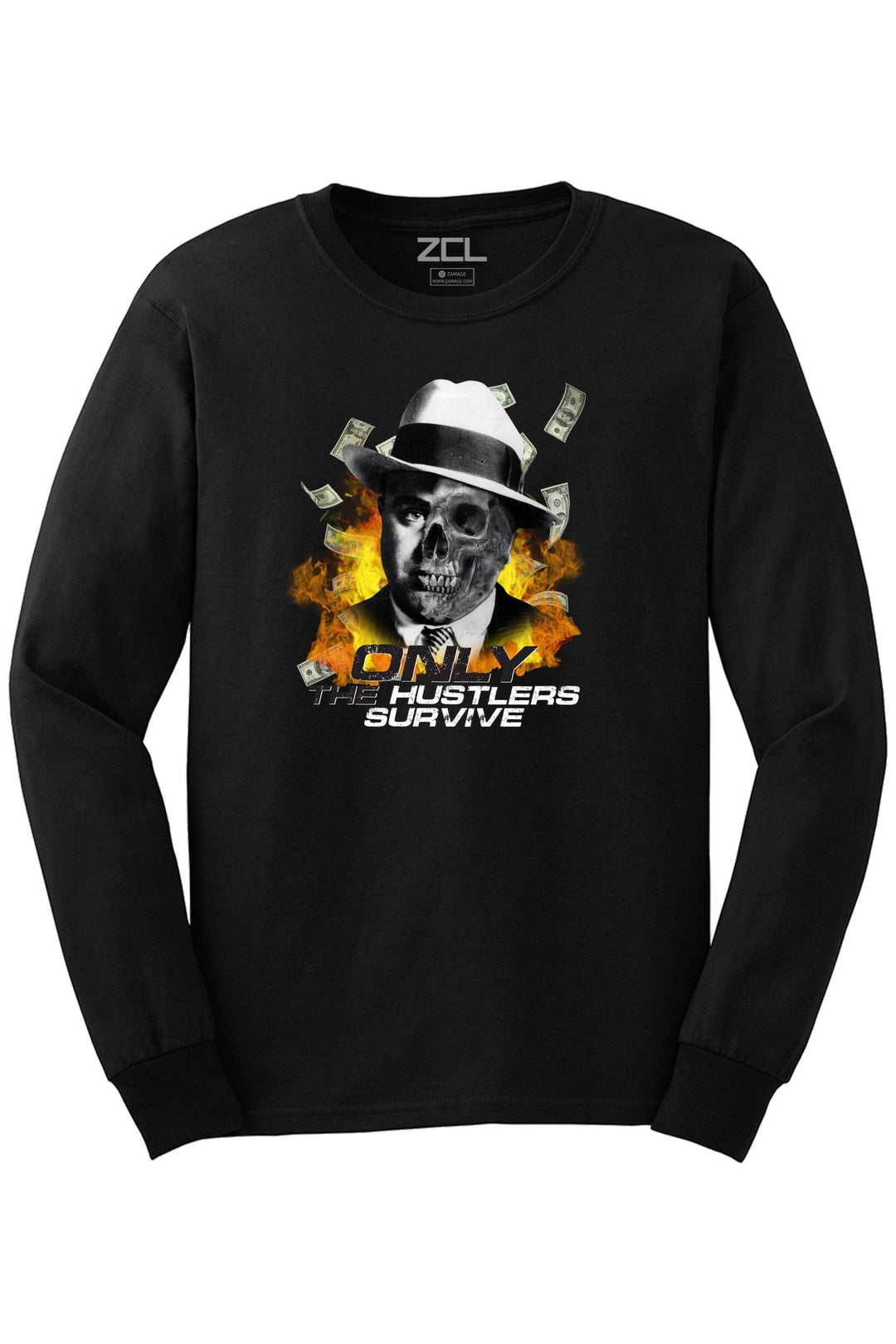 Only The Hustlers Survive Long Sleeve Tee (Multi Color Logo) - Zamage
