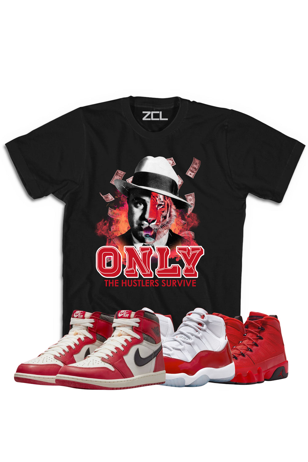 Air Jordan "Only Hustlers Survive" Tee Lost & Found - Cherry Red - Zamage
