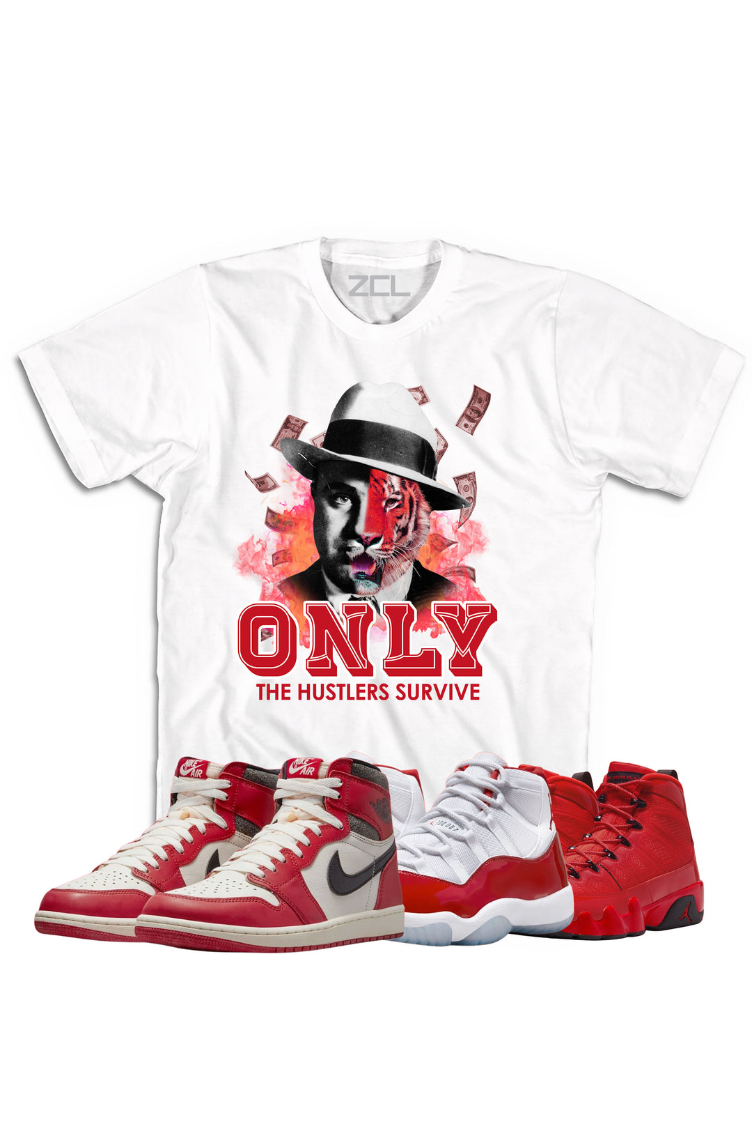 Air Jordan "Only Hustlers Survive" Tee Lost & Found - Cherry Red - Zamage