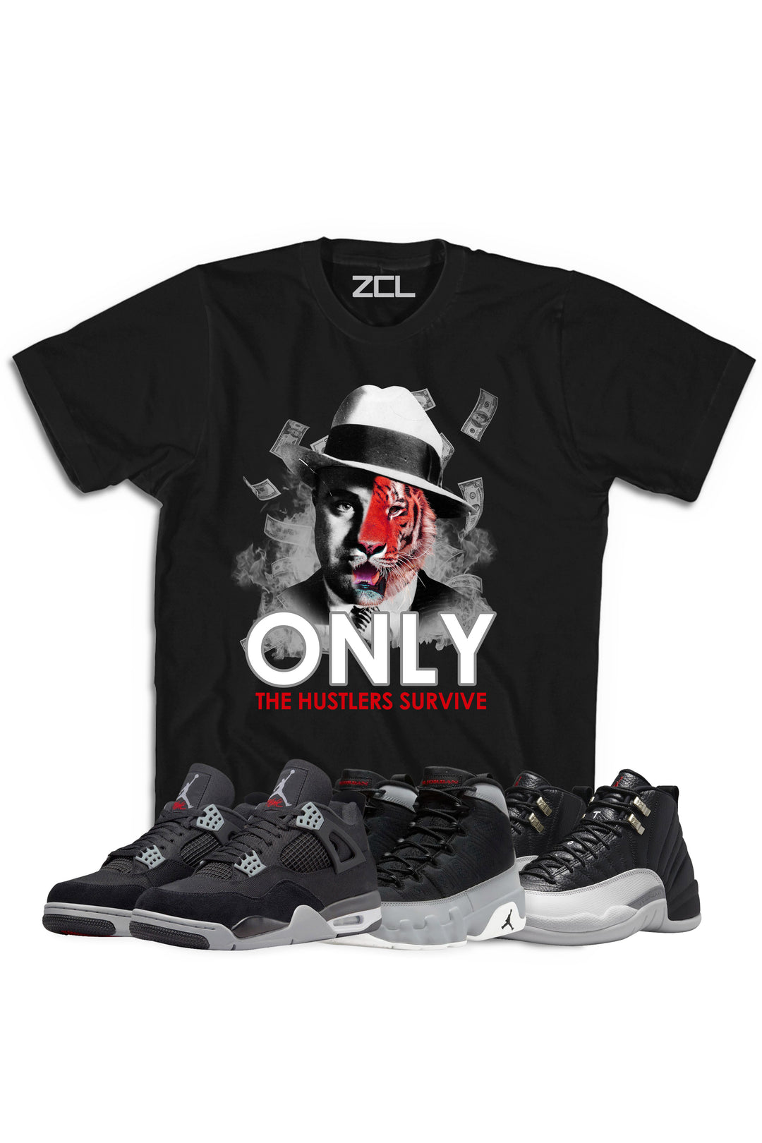 Air Jordan "Only The Hustlers" Tee Black Canvas - Zamage