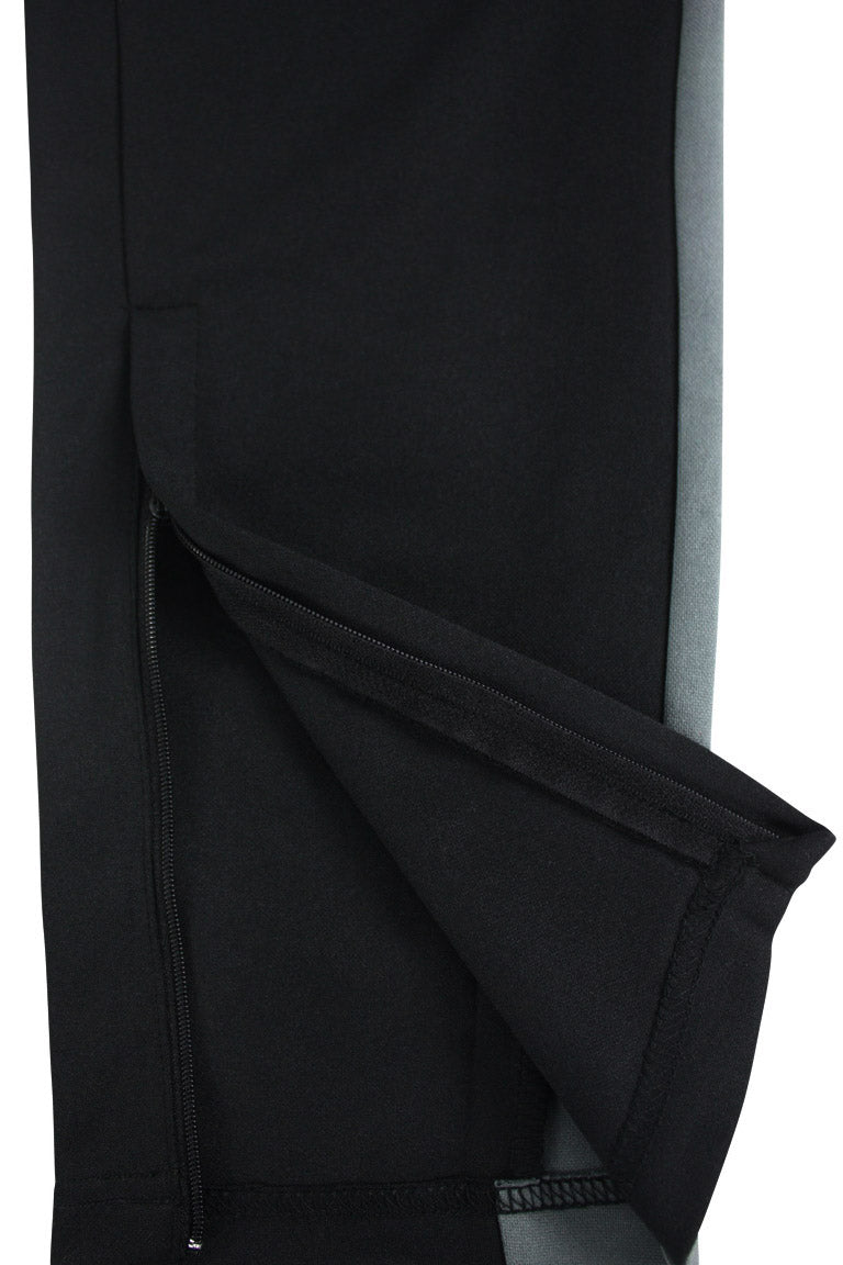 Premium Side Stripe Zip Pocket Track Pants (Black - Charcoal) - Zamage