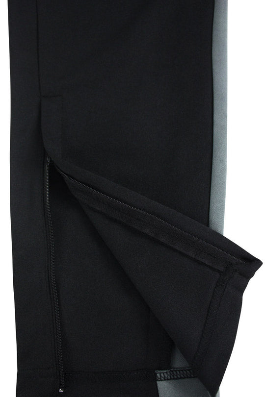 Premium Side Stripe Zip Pocket Track Pants (Black - Charcoal) - Zamage