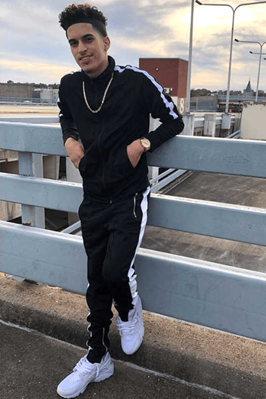 Premium Side Stripe Zip Pocket Track Pants (Black - White) - Zamage