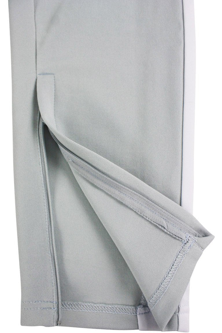 Premium Side Stripe Zip Pocket Track Pants (Grey - White) - Zamage