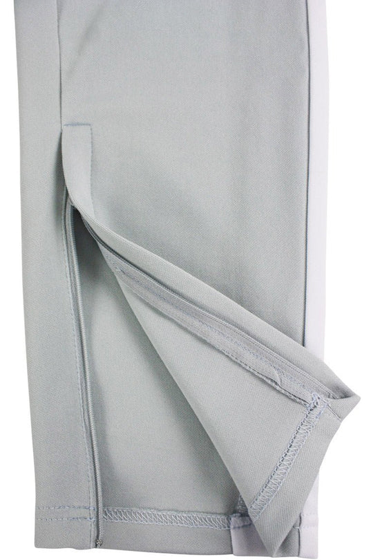 Premium Side Stripe Zip Pocket Track Pants (Grey - White) - Zamage