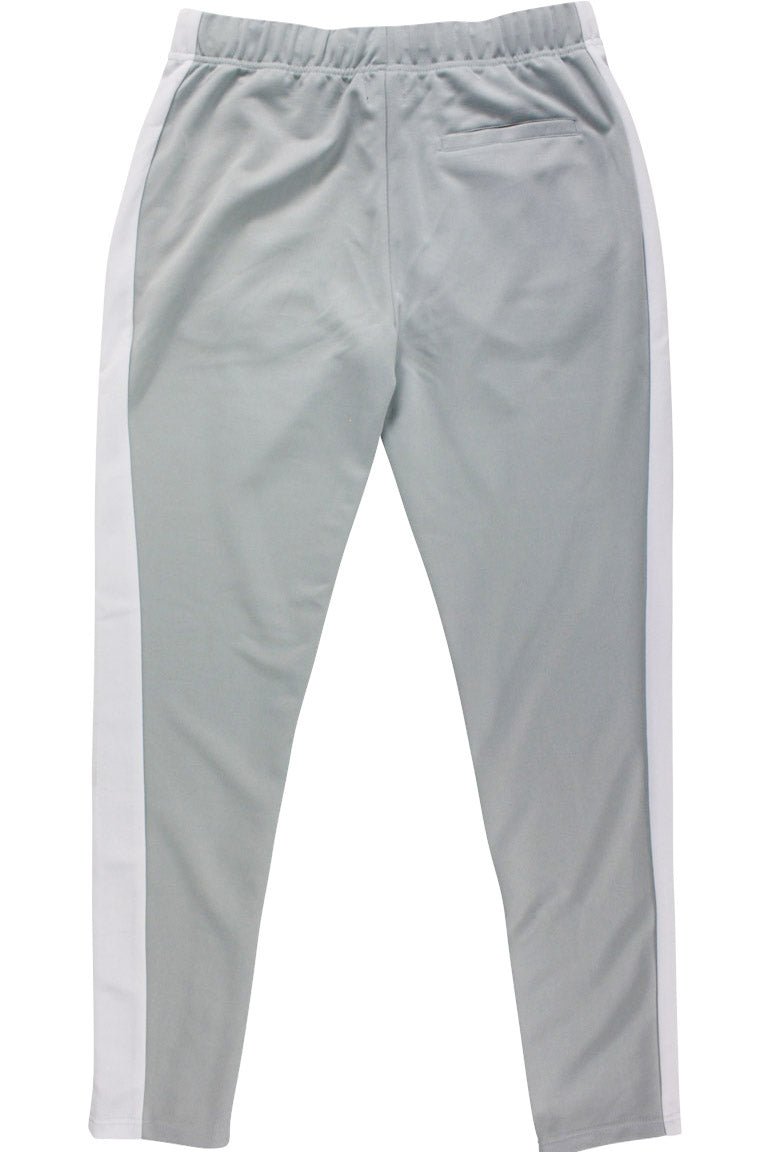 Premium Side Stripe Zip Pocket Track Pants (Grey - White) - Zamage