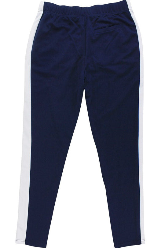 Premium Side Stripe Zip Pocket Track Pants (Navy - White) - Zamage