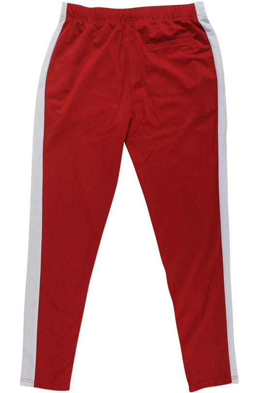 Premium Side Stripe Zip Pocket Track Pants (Red - White) - Zamage
