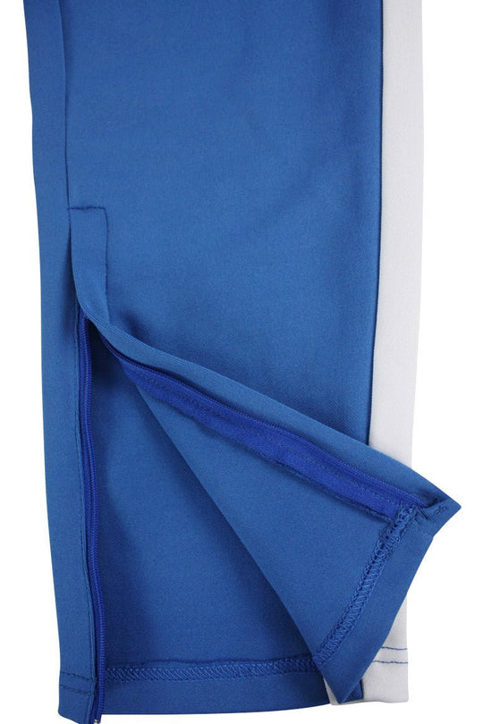 Premium Side Stripe Zip Pocket Track Pants (Royal Blue - White) - Zamage