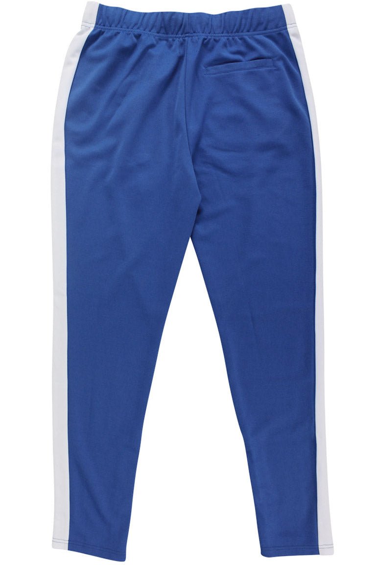 Premium Side Stripe Zip Pocket Track Pants (Royal Blue - White) - Zamage
