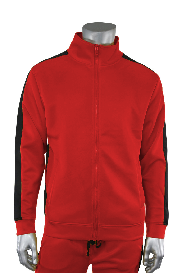 Solid One Stripe Track Jacket Red - Black (100-501) - Zamage