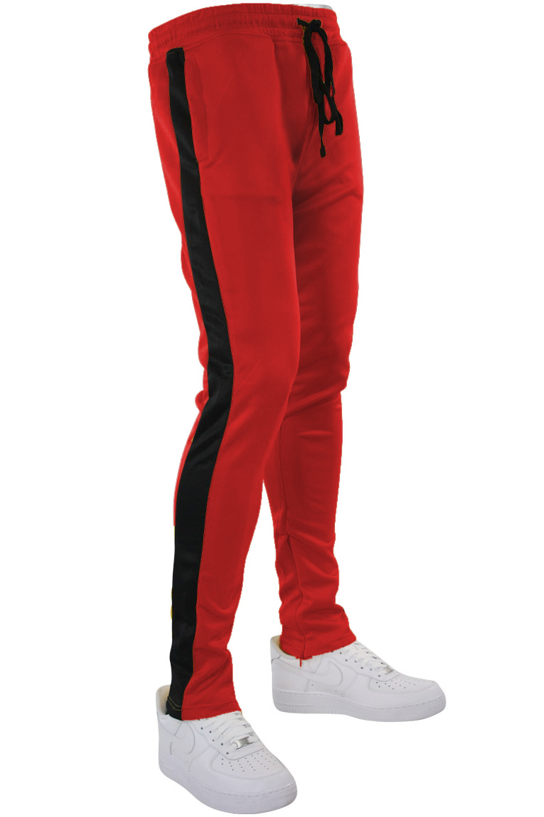 Outside Solid One Stripe Track Pants Red - Black (100-401) – Zamage