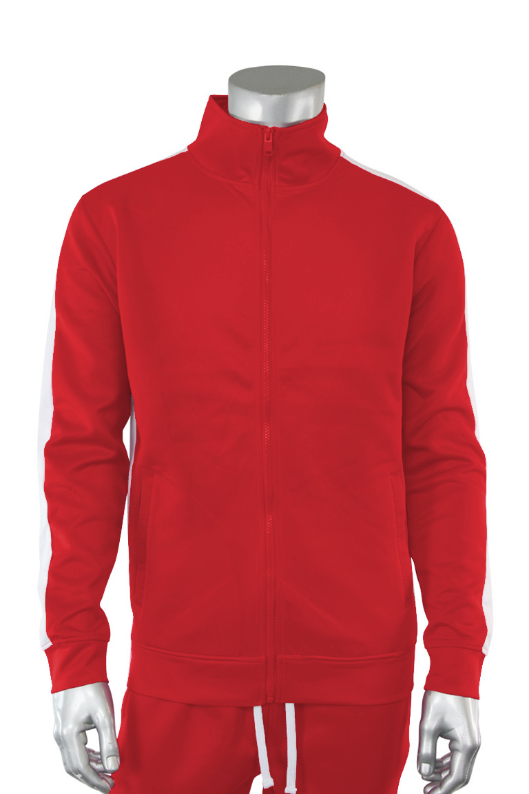 Solid One Stripe Track Jacket Red - White (100-501) - Zamage