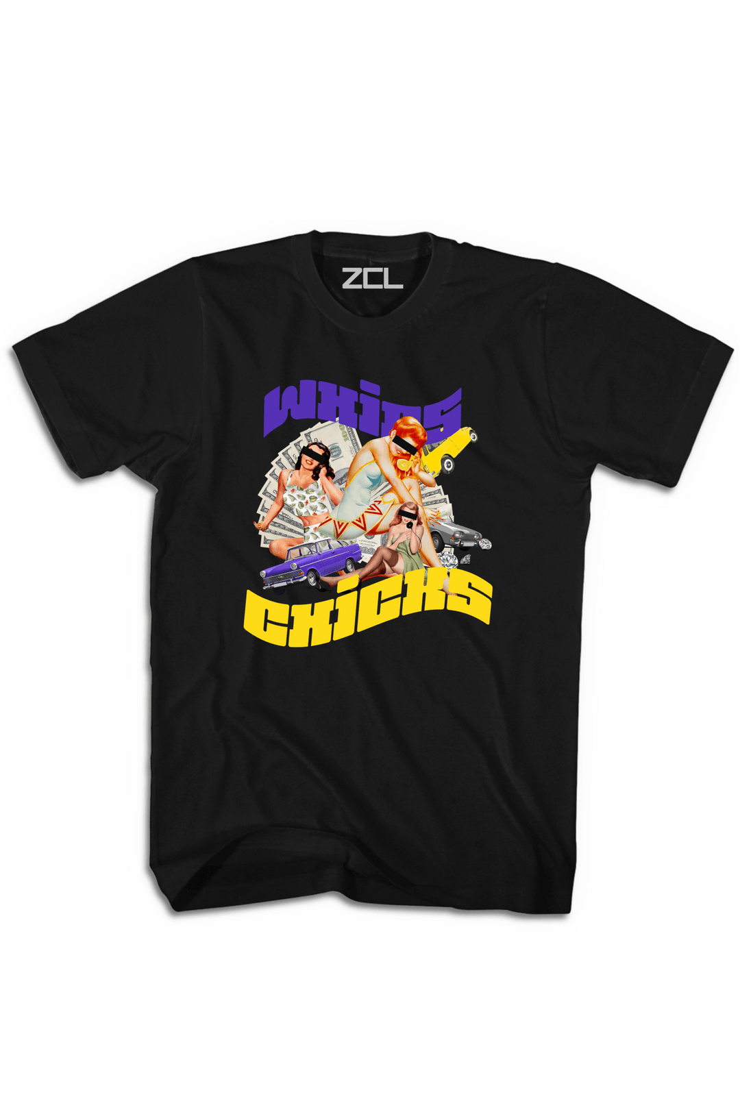 Retro Whips N Chicks Tee Black - Zamage