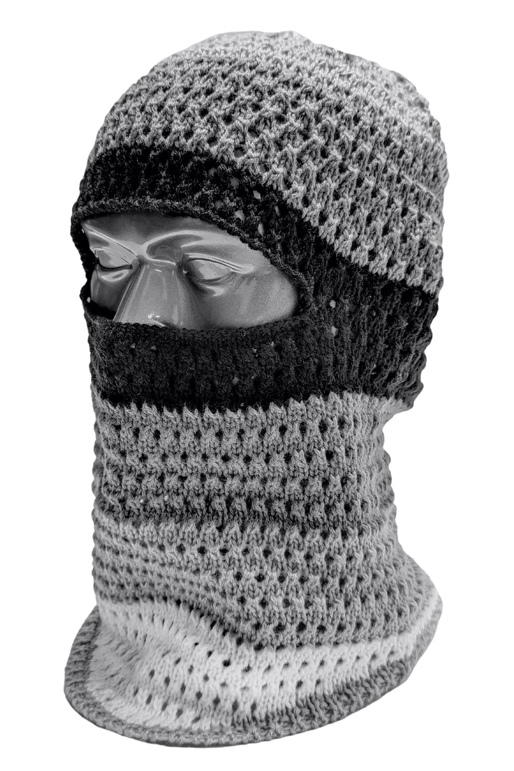 Wave Knit Balaclava (Grey - Black) - Zamage