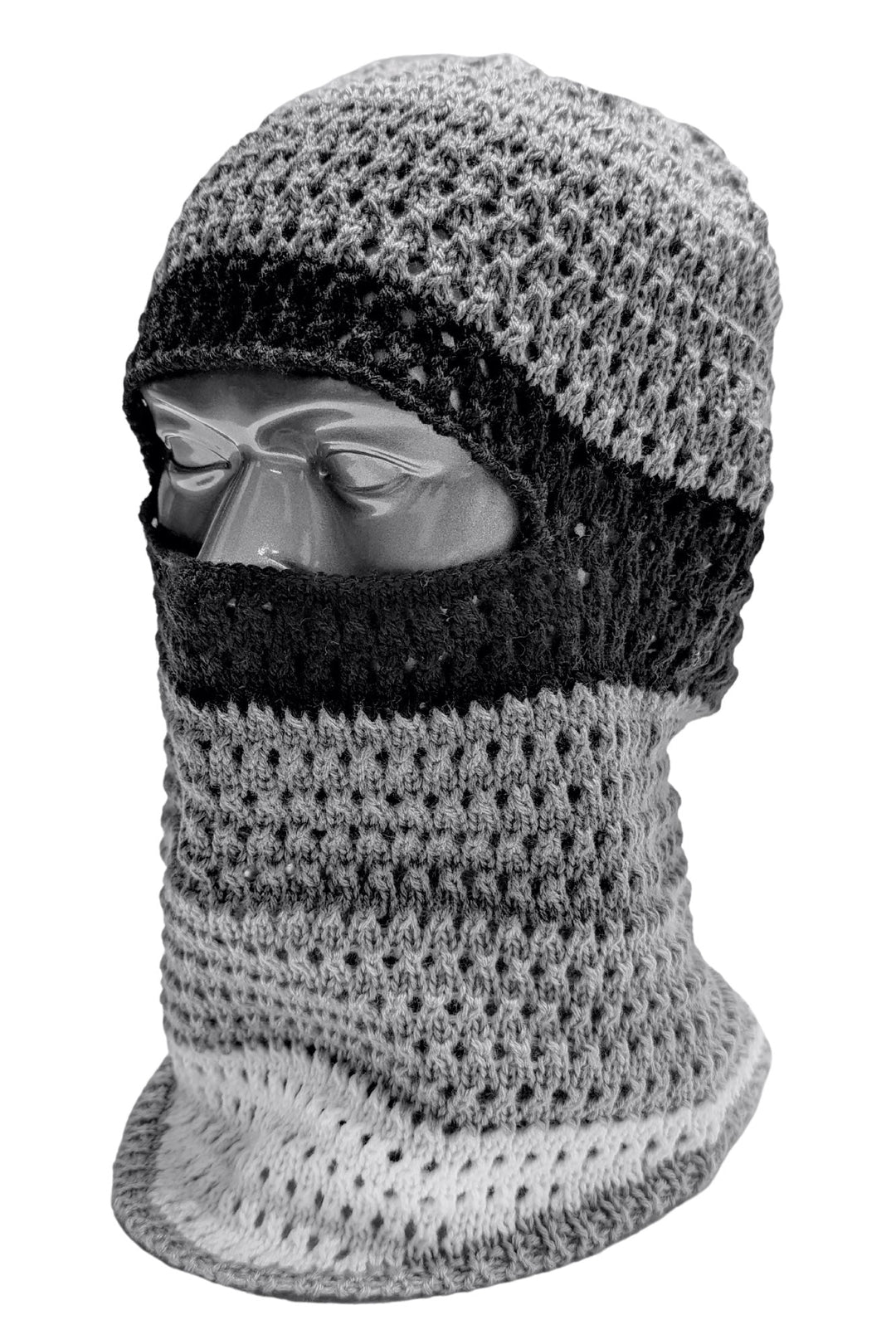 Wave Knit Balaclava (Grey - Black) - Zamage