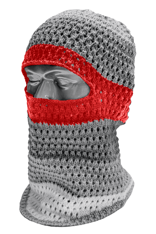 Wave Knit Balaclava (Red) - Zamage