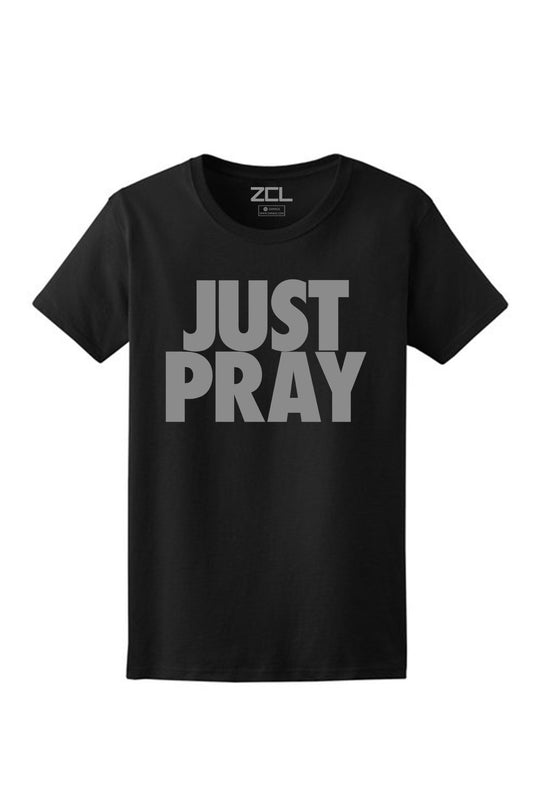 Women's Just Pray Tee (Grey Logo) - Zamage