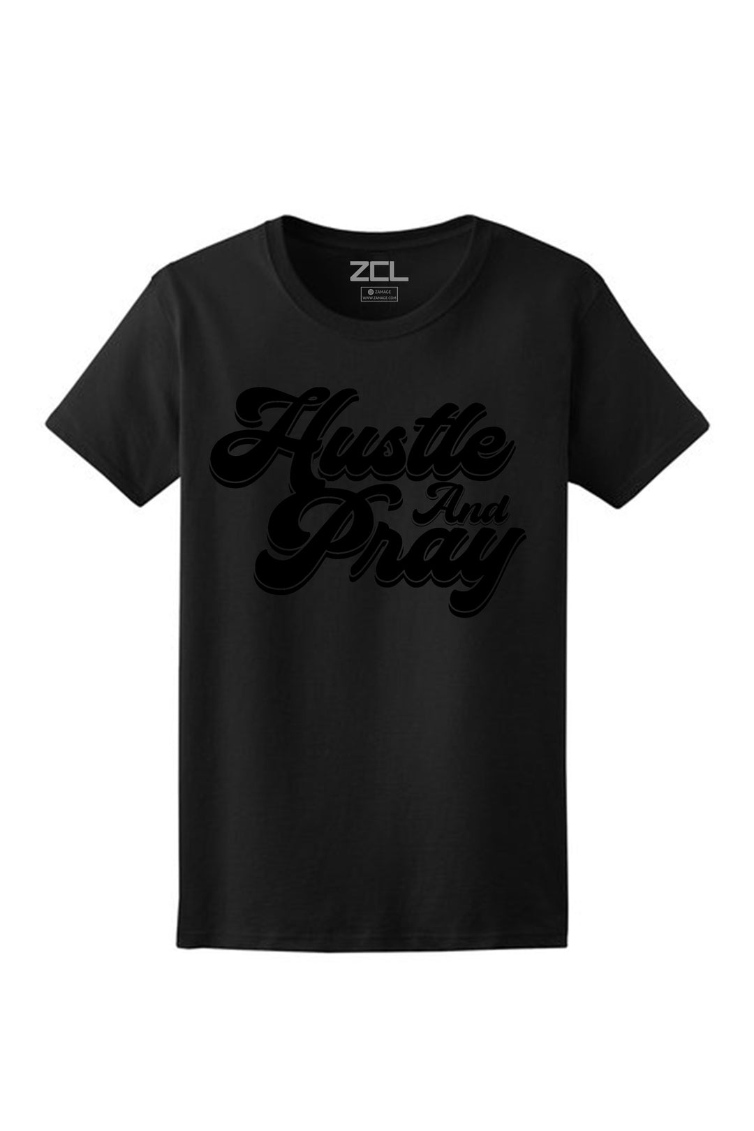 Women's Hustle And Pray Tee (Black Logo) - Zamage