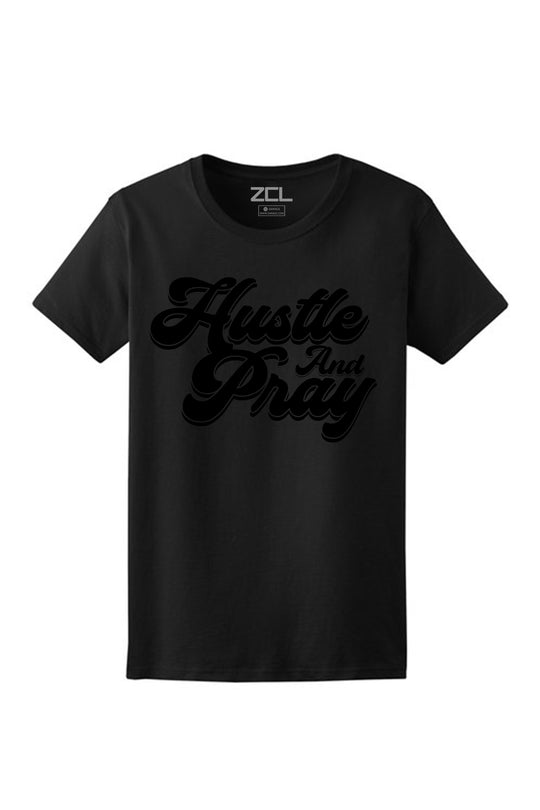 Women's Hustle And Pray Tee (Black Logo) - Zamage