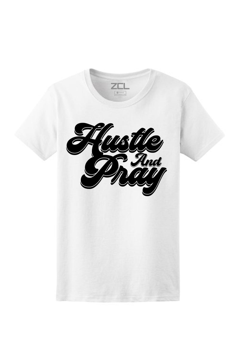 Women's Hustle And Pray Tee (Black Logo) - Zamage