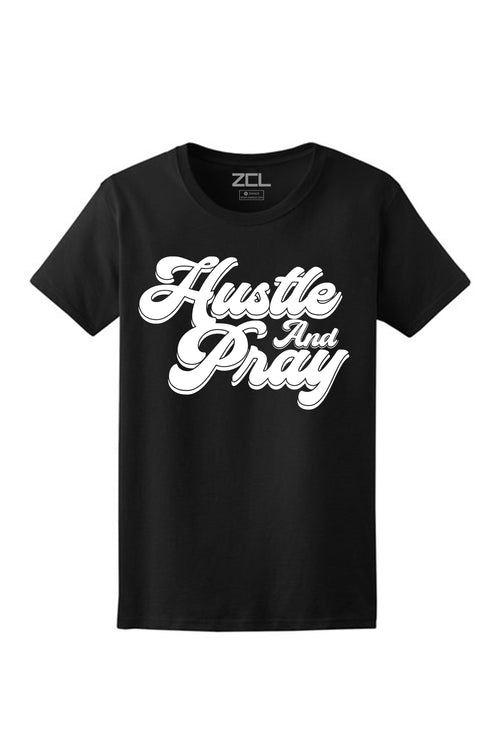 Women's Hustle And Pray Tee (White Logo) - Zamage