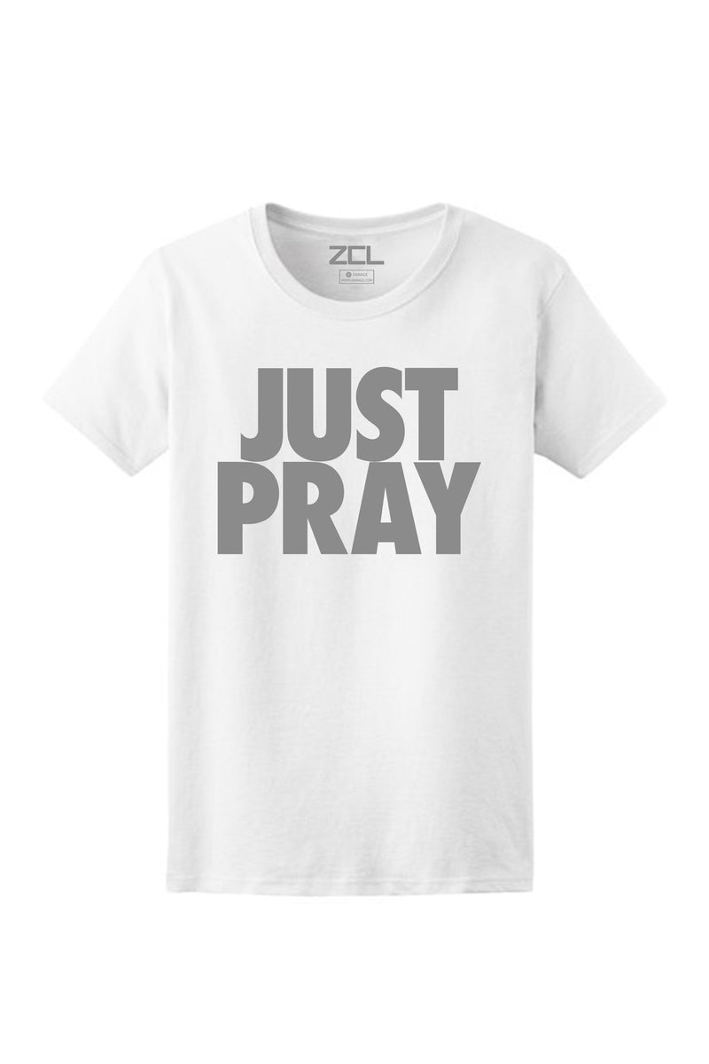 Women's Just Pray Tee (Grey Logo) - Zamage