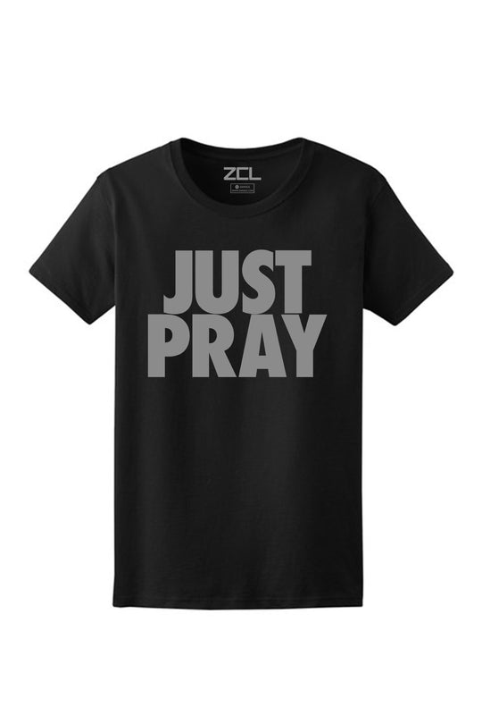 Women's Just Pray Tee (Grey Logo) - Zamage