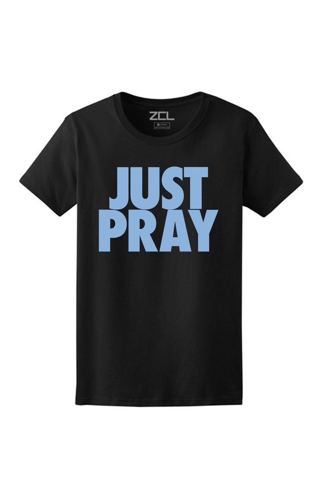 Women's Just Pray Tee (Powder Blue Logo) - Zamage