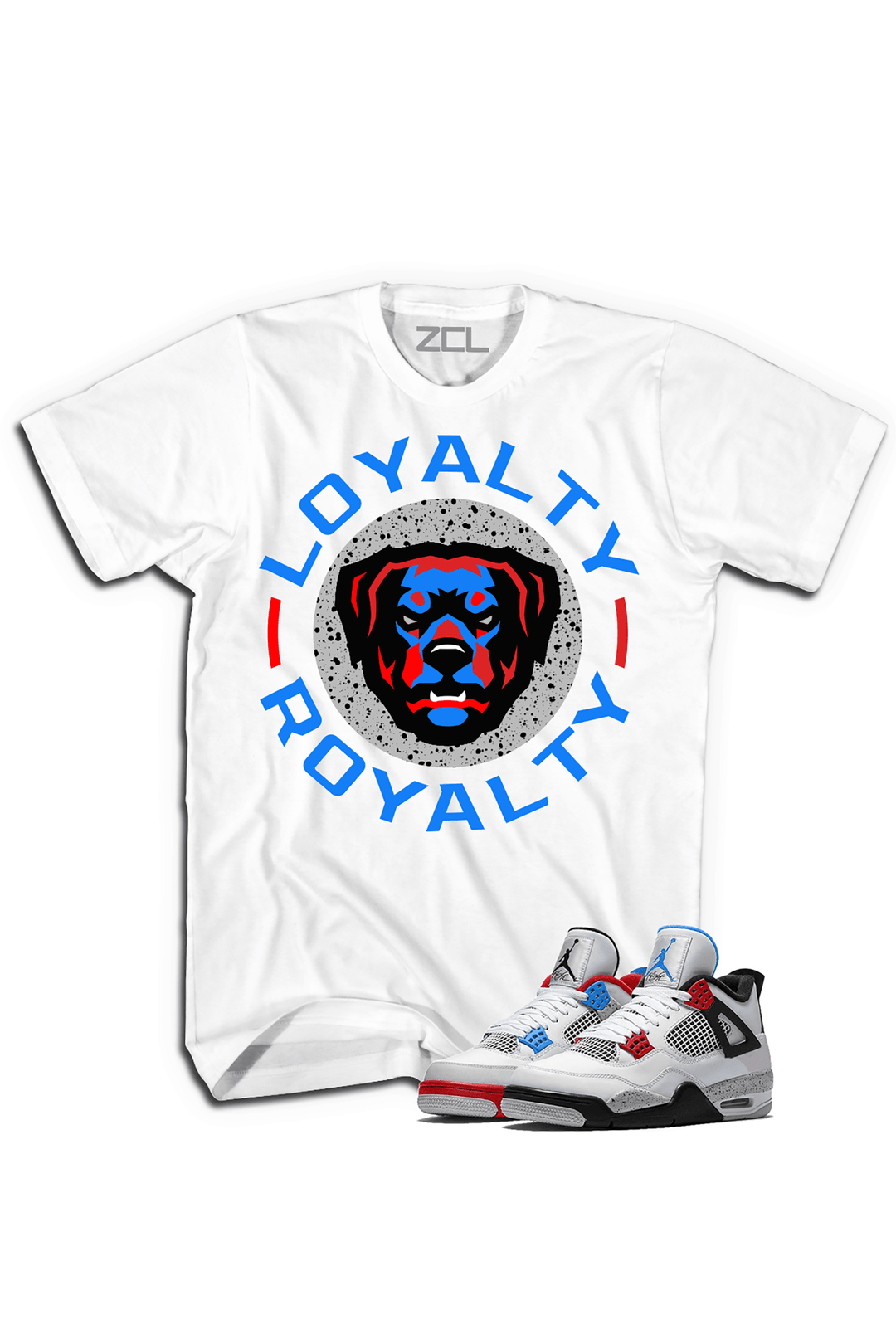 ZCL Loyalty - Royalty “What The” Jordan 4 HookUp Tee (White) - Zamage